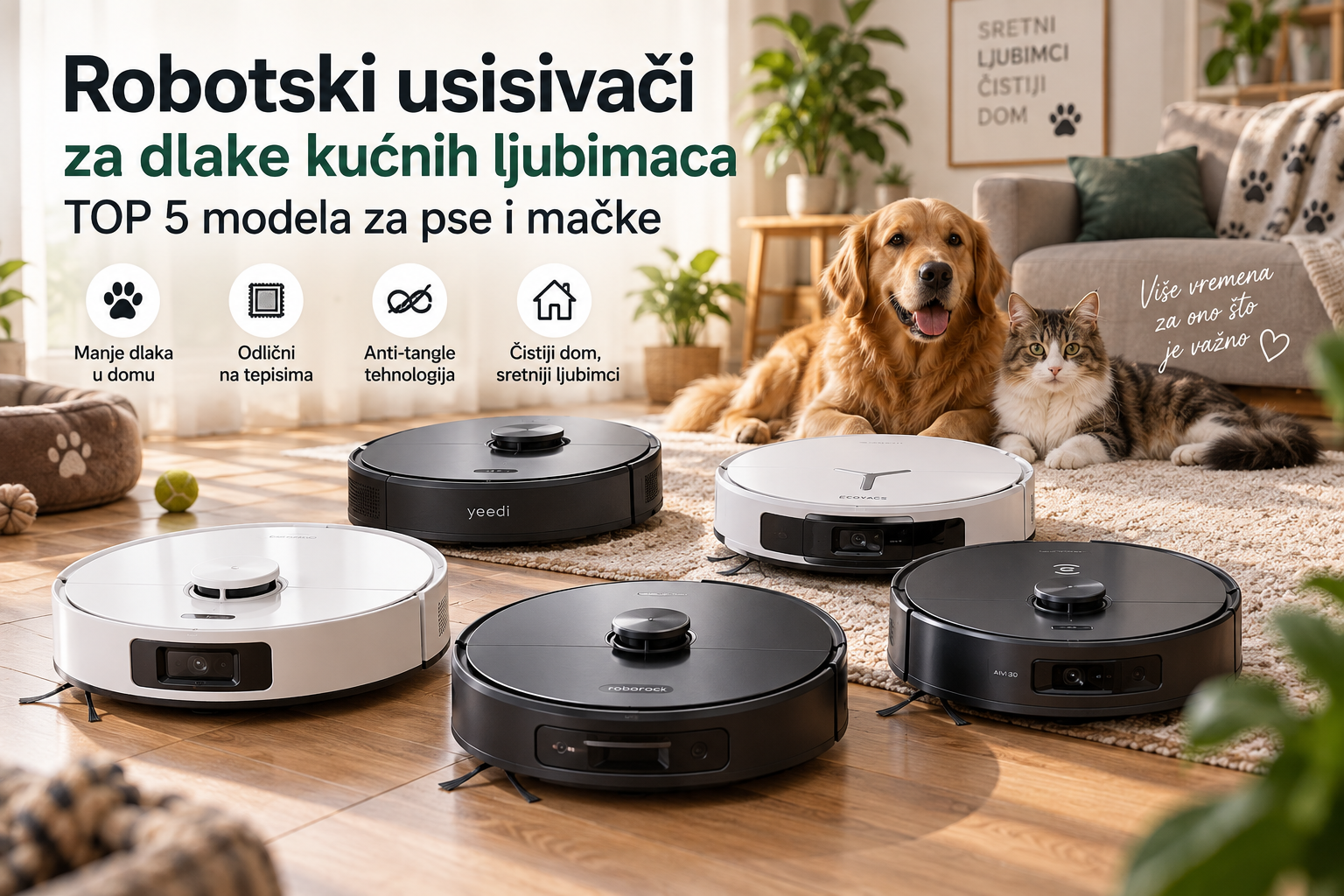 Robotski usisivači za dlake kućnih ljubimaca: TOP 5 modela za pse i mačke